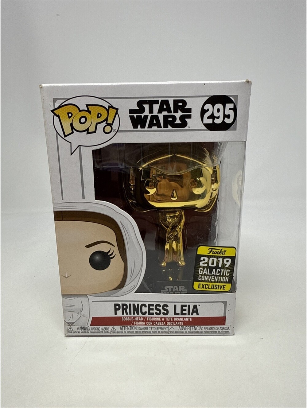 Funko Pop! Star Wars 295 Gold Chrome Princess Leia 2019 Galactic Con Exclusive